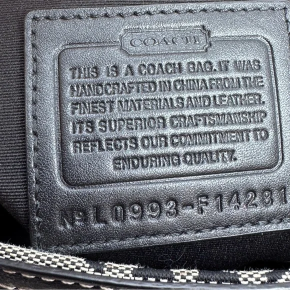 Coach Signature Turnlock Black Gray Jacquard Canvas Leather Trim F14281 - Picture 3 of 12